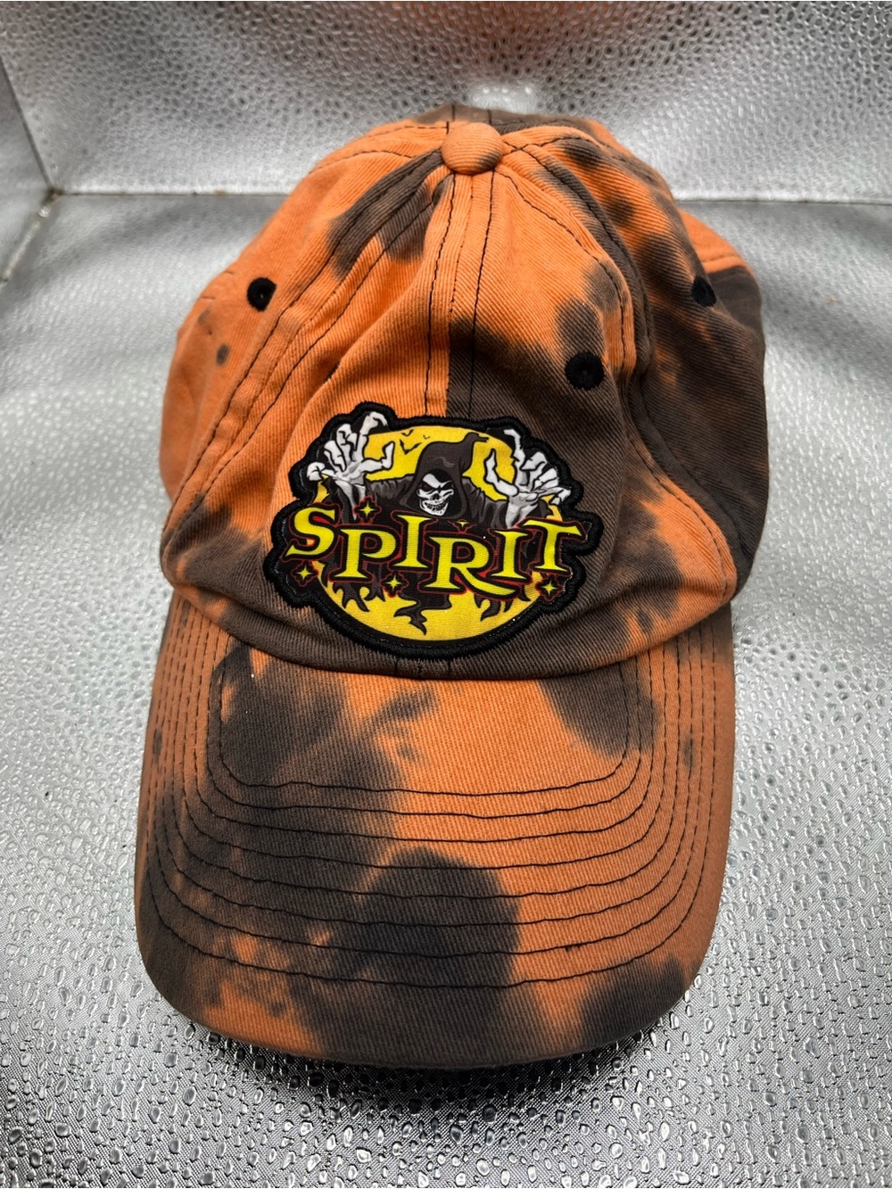 Spirit Halloween Grim Reaper Tie Dye Adjustable Hat Orange Black 100% Cotton